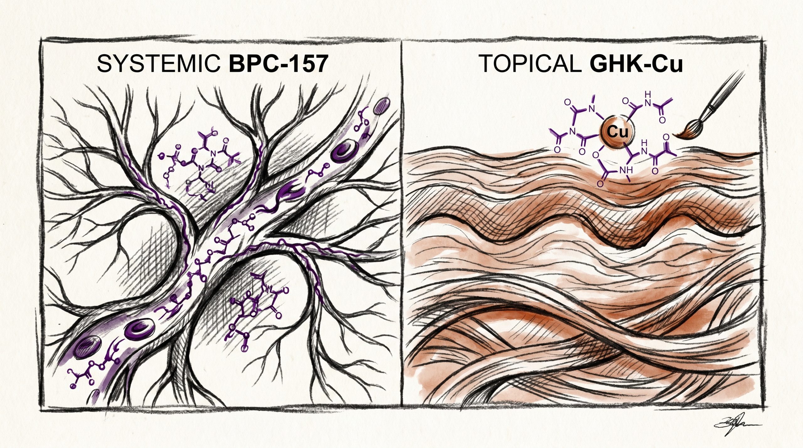 BPC-157 vs GHK-Cu: Systemic vs Dermal Repair Research